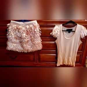Kardashian peach color skirt set large top medium shirt